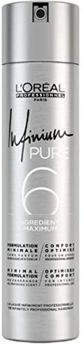 L'Oréal Professionnel, Laque Infinium Pure, Spray Fixation Souple & Diffusion Ultra Fine, Brillance & Toucher Naturel, Formulation Légère & Hypoallergénique, Sans Parfum, 300 ml