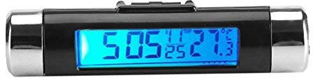 3 in 1thermometer,Fahrzeug Innenthermometer Automotive Digitaluhr Monitor Clip-on für Lkw Auto Air Vent LCD Hintergrundbeleuchtung (Nicht enthalten die batterie)(Blaue Hintergrundbeleuchtung)
