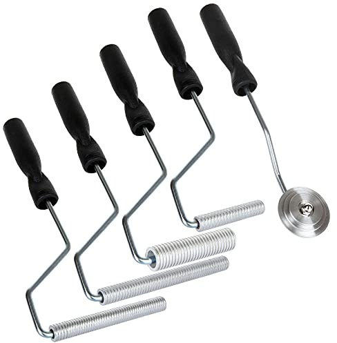 Fiberglass Roller Tools Kit, HNBun 5pcs Bubble Paddle Tool Fiberglass Resin Laminating Bubble Roller Set, Black Laminating Paint Roller Kit for Tub Shower Bathtub Boat Repair