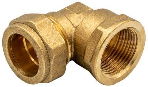 Raccordo A Compressione Per Tubo In Rame Curvo 90° FF 22x3/4 - Raccordo In Ottone Certificato DVGW - Per Riscaldamento, Acqua, Impianti Solari E Aria Compressa