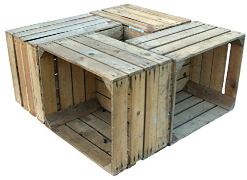 Vintage Holzkisten im Sparset Originale Obstkisten Apfelkisten Weinkisten aus dem Alten Land Möbelbau DIY (4er Set, Natur)