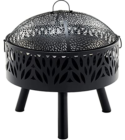 Yufenj Brasero al Aire Libre con Parrilla Brasero de leña al Aire Libre Tazón de brasero Grande de Acero con Parrilla giratoria, Tablero Gris, Pantalla de yesca for Jardines de Picnic en el Patio