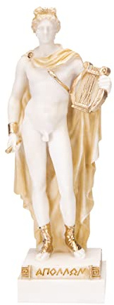 BeautifulGreekStatues Apollo God Of Music Poesie Kunst Goldton Alabaster Statue Skulptur 22,9 cm