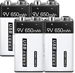 Batterie 9V 6F22 Batterie au Lithium Rechargeable multimètre Universel laminé carré Guitare Microphone sans Fil Neuf Volts (Size : Four)