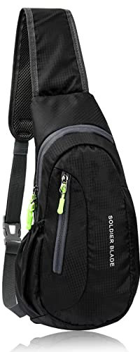 Corpower Sling Bag Brusttasche Herren Klein Sport Rucksack Damen Wasserfest, Crossbody Bag Schultertasche Mini Brust Tasche Rucksäcke Sporttasche Umhängetasche - Schwarz