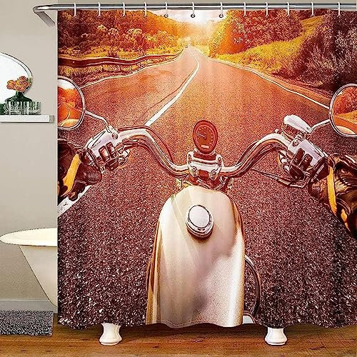 ENFETE Duschvorhang 240x200cm Elektrische Fahrzeuge Duschvorhang Antischimmel Wasserdicht Landschaften Shower Curtains Geeignet für Badezimmer Badewanne mit 12 Kunststoffhaken