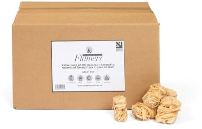 Flamers Confezione da 200 accendifuoco naturali, per bruciatori a legna, braciere, barbecue, pizza, forno, camino, barbecue, accendifuoco, per legna da ardere, carbone, bricchette