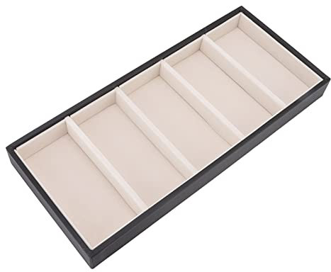 LKPOMI Brillenetui mit 5 Gittern, Sonnenbrillen-Display-Tablett, Leder-Brillen-Organizer-Tablett, Sonnenbrillen-Aufbewahrung, Organizer-Halter für Mehrere Paare(Schwarz)