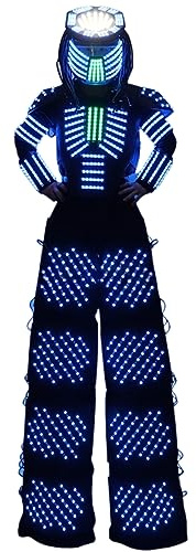 Earthradius Stilts Walker LED Robot Costumes LED Light Robot Suit For Party Performance Electronic Music Festival DJ Clothing Show (L)