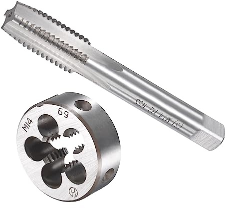 CoCud Gewindeschneiden und Matrize Set M14 x 2 1Set | Gewinde Schnellarbeitsstahl Maschine Schrauben Gewindebohrer und Rundmatrizen - für Gewindeschneiden Reparieren