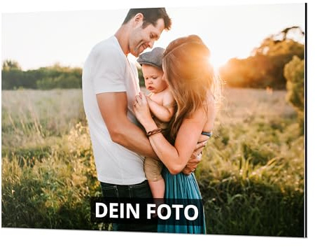 PhotoFancy® – Personalisiertes Alu-Dibond Wandbild mit eigenem Foto selbst gestalten - Foto auf Metall drucken lassen - Wandbild bedrucken - Material, Stärke und Format Wählen