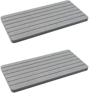 WDONAY Wasserabsorbierende Kieselgur-Untersetzer mit Rillen-Design, rechteckig, Seifenschale, Kieselgur Seifenhalter für Handwaschtisch, Fensterbank, Esstisch (grau)