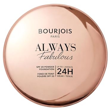 Bourjois Always Fabulous, 300 Rose Sand, Fondotinta compatto in polvere, Formula leggera, Lunga tenuta fino a 24 ore, SPF 20, Acido Ialuronico, Finish opaco effetto seconda pelle, 7 g