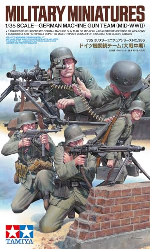 TAMIYA 35386 1:35 Fig.Set di truppe Dt. MG (5) con WW2 fedele riproduzione originale, modellismo, kit di costruzione in plastica, fai da te, hobby, incollaggio, modellismo, assemblaggio, non