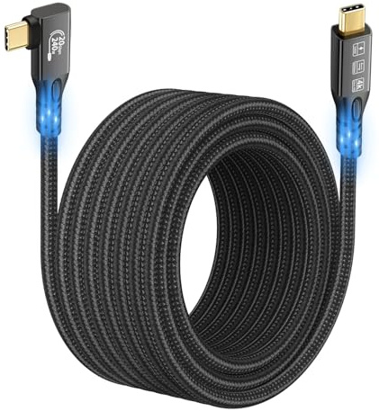CHENLENIC USB C Kabel 3.2 Gen2x2 20Gbps, 90 Grad USB C 4 K @ 60 Hz UHD Video 5A/240 W PD3.1 Fast Charge Kabel mit E-Marker, kompatibel mit Thunderbolt 3/4 (90D 20G 240W 3M)