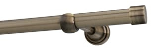 HDTL Gardinenstange Vorhangstange 19mm 1-läufig Wandmontage Messing Antik 140 cm Zoya