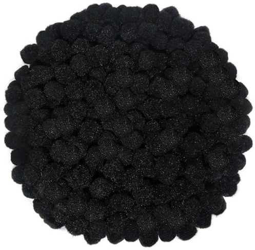 TOAOB 300 Stück 20 mm Schwarz Pompons zum Basteln Klein Pom Poms | Bälle Kunst Bommel für Dekorieren, Verzieren Nähen DIY Lustige Kreativen Handwerk