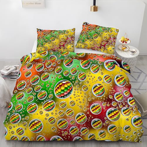 MLUNKQAIL Bettbezug 200x200cmBuntes Bonbon Bettwäsche 200x200 3 teilig Seifenblasen Wendebettwäsche und Kissenbezug 80x80 Weiche & Atmungsaktive Mikrofaser Bettwäsche-Sets mit Reißverschluss