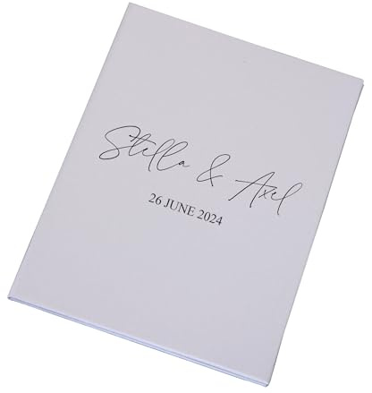 Personalised Wedding Certificate Holder, Linen Cover, A4 Size, Photo Space, Couple's Names and Date (Signature Text)