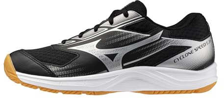 Mizuno Cyclone Speed 5 Junior Scarpe da pallavolo unisex bambino, Nero-argento, 5 Big Kid