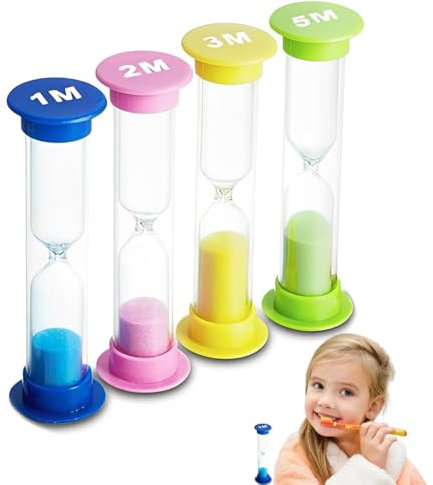 UEAVOID 4 Pezzi Clessidra, Set Sabbia Colorata, Bambini, Design, Timer Visivo,1 min/2 minuti/3 minuti /5 minuti, per Casa, Cucina, Gli Sport e i Giochi e Ufficio