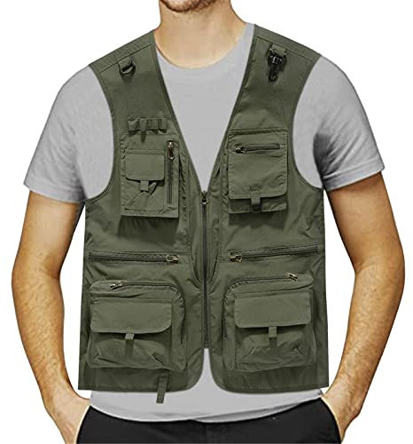SRZYMJ Weste Herren Grün Herren Fleeceweste mit Teddyfell Warm Gefüttert Herrenweste Winter Gilet Ärmellose Jacke Lammfell Weste Für Herren Leichte Daunenweste Herren Herren Weste Lang M