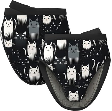 Mexpekil Cats Black White Oven Gloves Heat Resistant Oven Mitts Silicone Oven Glove Kitchen Mini Oven Gloves for Cooking Baking Grilling Barbecue 1 Pair