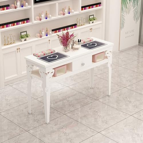 Modern nagelteknik arbetsstation med dubbelförvaring professionell konstnär hand manikyrbord för salong spa trä sminkbord med lådor nagelbutiksutrustning