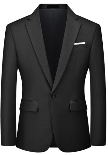Autsel Mens Slim Fit Blazer One Button Formal Business Suit Jacket | Smart Casual, Wedding Tuxedo Jackets for Men, Smoking Jacket, Dinner Jackets