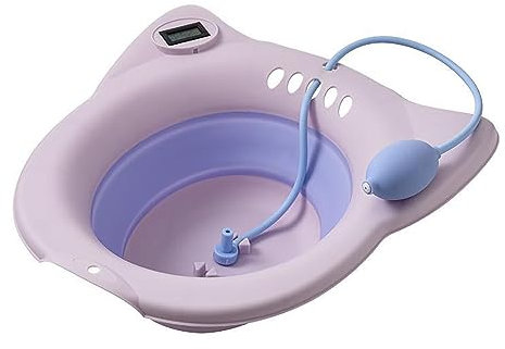 KHYTEBV Portable Sitz Bath Basin, Foldable Sitz Bath for Toilet Seat Portable Sitz Bath Basin with Flusher Steam Seat Bidet for Postpartum Care Hemo