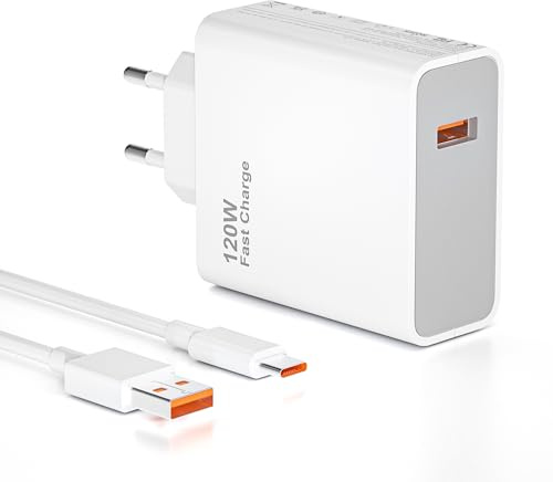NATNO Caricabatteria 120W USB C per Xiaomi 14T Pro 5G 15 Ultra 14T 13T 12T 11 Poco X7 Pro F7 Redmi Note Smartphone 14Pro 13 12 11 Caricabatteria rapido TurboHyper Charge con cavo USBC da 1 m