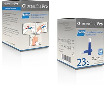 Gluceofine® Pro Safety Sicherheits-Lanzetten, 100 Stück 23G x 2,2 mm