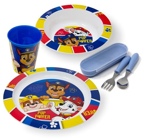 Stor Set de Vajilla Infantil Paw Patrol con Cubiertos – Plato, Cuenco, Vaso y Cubiertos – Vajilla Infantil Reutilizable sin BPA – Set de Comida para Niños