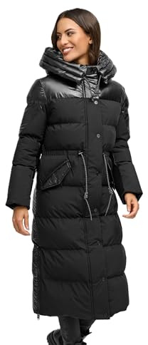 Navahoo Damen Wintermantel (XS-3XL) - mit Kapuze, gesteppt, matt-glänzender Look - N120