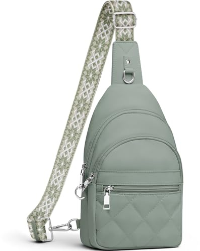 SYTRAH Sling Bag for Women, Anti-Theft RFID Crossbody Bag Nylon Sling Purse for Travel, Puffy Small backpack for Daily Hiking Sports Green