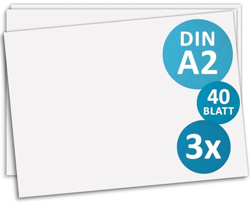 younikat 3 Stk. Schreibunterlage DIN A2 Blanko 40 Blatt - you0196 | beschreiben skizzieren, weiß, für Büro Zuhause Schule Studium Arbeit