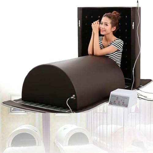 Dôme de sauna 1200W Avec oreiller et coussin chauffant，Spa professionnel à domicile，Température de la cabine réglable de 25 à 90 °C，Température du coussin chauffant réglable de 25 à 70 °C Brown