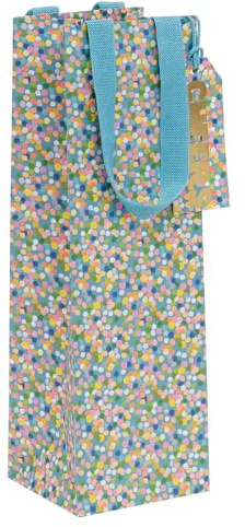 Glick Bottle Gift Bag - Dotty Blue Design - 110 x 340 x 100mm
