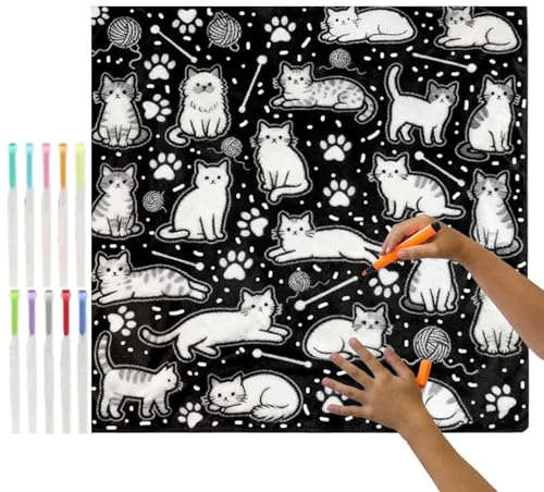 Coperta da colorare con pennarelli e artigianato divertente - Coperta da colorare con pennarelli per animali con pennarelli, decorazione per casa, soggiorno, camera da , divano, , sedia
