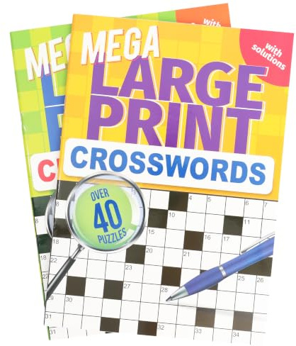 Mega Large Print Crossword Set of 2 Puzzle Books 76 Puzzles(200 Pages Each)