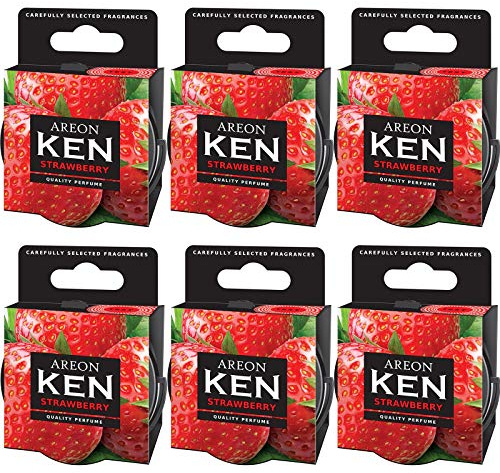 AREON Ken Lufterfrischer Erdbeere Dose Autoduft Wohnung Auto Duft Duftdose Erfrischer 3D Set (Strawberry Pack x 6)
