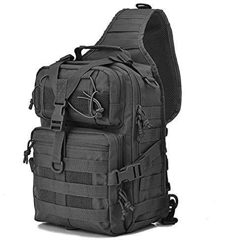 Xieben Sport Nylon Schultertasche für Herren Frauen Crossbody Fanny Schulter Brust Ppack Reise Schule Business Laptop Radfahren Wandern Camping Rucksack Daypack Schwarz