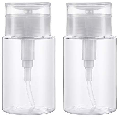Nail Polish Remover Pump Dispenser, Push Down Cleanser Bottle for Make Up, 100ml Travel Liquid Bottle Container for Nail Art Tool Set, 2PCS