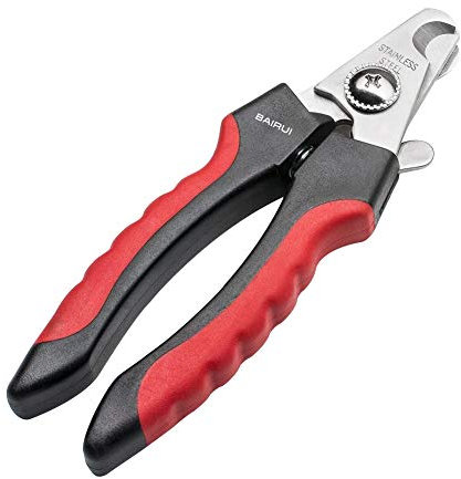BAIRUI Hunde-Nagelknipser und robuster Nagelknipser für große Hunde, professioneller Nagelschneider für Hunde/Katzen, um Überschneiden der Nägel zu vermeiden, inklusive Nagelfeile (rot)