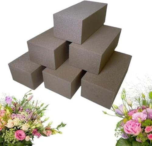 Silk Flower Foam - 6 x Dry Floral Foam Brick Blocks for Artificial Flowers, Florist Supplies, Flower Arranging Accessories for Wedding, 23 x 11 x 7.6 cm
