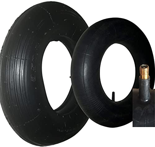 [OKAO] Pneu brouette 3.50-8 + Chambre à air Compatible Roue de remorque,Tracteur Tondeuse,Diable,Chariot. Charge 120 kg. Valve TR13 Solide