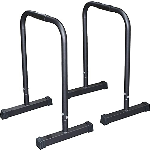 Sporttrend 24® 2 x Parallettes Push Up Stand Bar in schwarz mit extra breitem Fuß | Dip Station Equalizer Barren für Übungen mit dem eigenen Körpergewicht