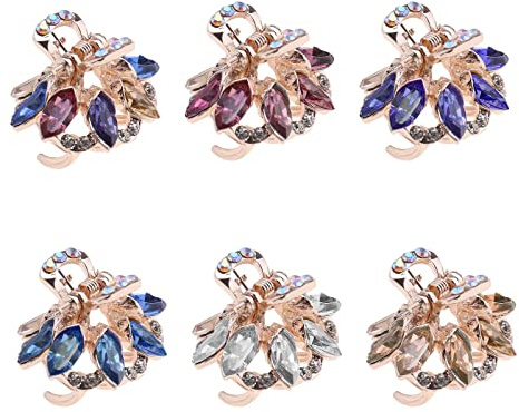 ECSiNG 6pcsVintage Metall Strass Haarkralle Mädchen Frauen Kopfbedeckungen Kiefer Clips
