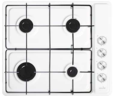 Gasline Gaskochfeld GAX60LPG Tischgerät mit Gummifüßen 4 flammig, Weiß, elektrische Zündung und Zündsicherung, auf Propan/LPG
