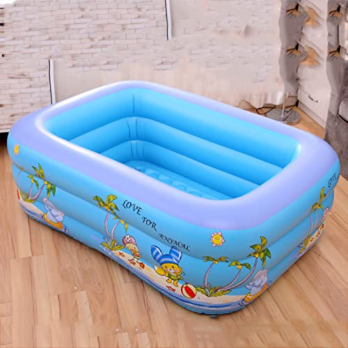 Piscine Gonflable Rectangulaire Famille Adulte Enfant Divertissement Piscine Gonflable éponge éponge Baignoire Créatures Aquatiques Modèle Protection De L'environnement Matériaux 150 * 100 * 45cm,Blue